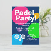 おもしろいパデルテニススポーツパーティの招待状テンプレート 招待状 (スタンド正面)