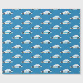 おもしろいパトカーのタイル模様パーティーラップ ラッピングペーパー (フラット)