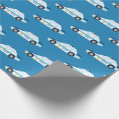 おもしろいパトカーのタイル模様パーティーラップ ラッピングペーパー (角)