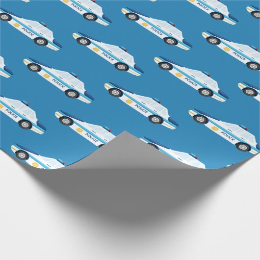 おもしろいパトカーのタイル模様パーティーラップ ラッピングペーパー (角)