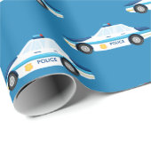 おもしろいパトカーのタイル模様パーティーラップ ラッピングペーパー (ロールコーナー)