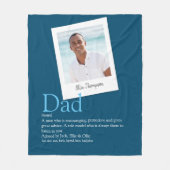 おもしろいパパパパ父の定義フォトブルー フリースブランケット (正面)