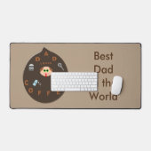 おもしろいパパモンスターラブコーヒーカスタム デスクマット (キーボード&マウス)