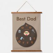 おもしろいパパモンスターラブコーヒーカスタム 吊り下げ型タペストリー (正面)