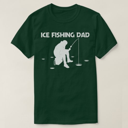 おもしろいパパ父用氷魚釣りデザインF Tシャツ (デザイン正面)