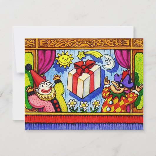 おもしろいパペットパーティーテーマ誕生日招待状招待状 招待状 (正面)