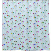 おもしろいパラグライダー又はパラセーリング虹のモチーフ シャワーカーテン (正面)