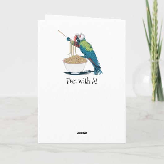 おもしろいパロッ食べ物トのラーメンうどん カード (裏面)