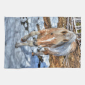 おもしろいパロ絵を描ミノ牧場の馬の動物の恋人の写真 キッチンタオル (横)