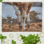 おもしろいパロ絵を描ミノ牧場の馬の動物の恋人の写真 キッチンタオル (折り畳み)