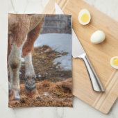 おもしろいパロ絵を描ミノ牧場の馬の動物の恋人の写真 キッチンタオル (四つ折り)