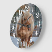 おもしろいパロ絵を描ミノ牧場の馬の動物の恋人の写真 ラージ壁時計 (傾斜)