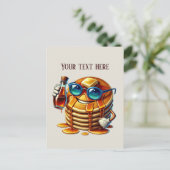 おもしろいパンケーキ好きの朝食 ポストカード (スタンド正面)