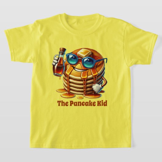 おもしろいパンケーキkid追加文字 tシャツ (レイダウン)