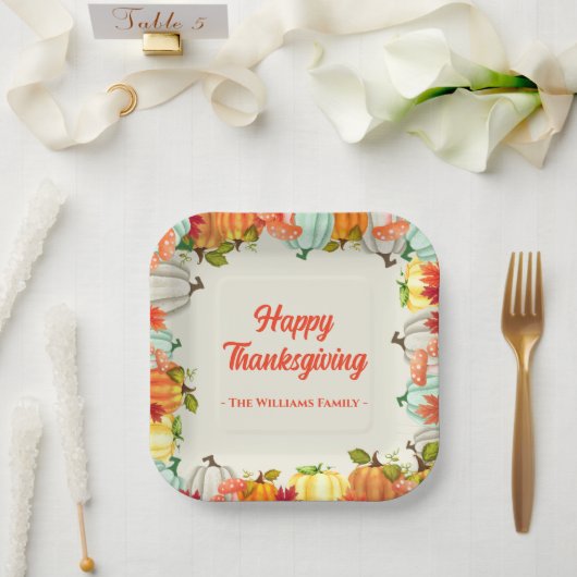 おもしろいパンプキンサンクスギビングディナー紙プレート ペーパープレート (ウェディング)