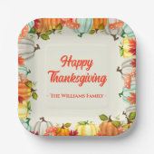 おもしろいパンプキンサンクスギビングディナー紙プレート ペーパープレート (正面)