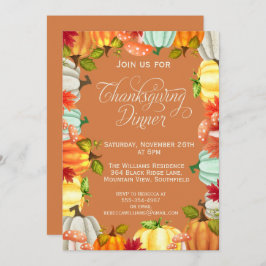 おもしろいパンプキンズサンクスギビングディナー招待状 招待状