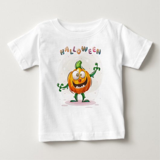おもしろいパンプキンハロウィーントドラーベビーTシャツ ベビーTシャツ (正面)