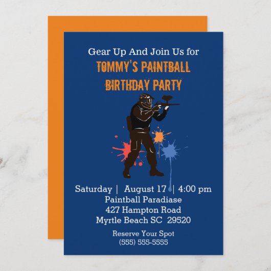 おもしろいパンボール誕生日パーティーへの招待 招待状 (正面/裏面)