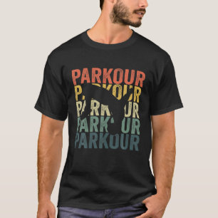 おもしろいパークールレトロシルエットヴィンテージスタイル設計 Tシャツ