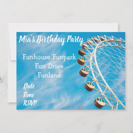 おもしろいパーク遊園地ティーンエイジパーティー 招待状 (正面)