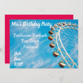 おもしろいパーク遊園地ティーンエイジパーティー 招待状