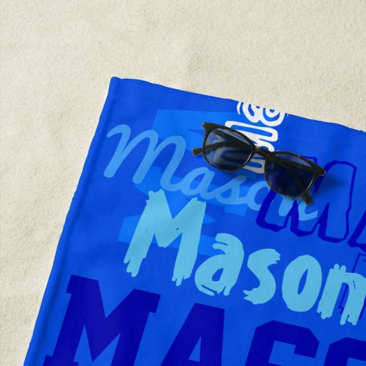 おもしろいパーソナライズされたとモノグラムのボーイズ ビーチタオル (インサイチュ)