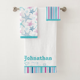 おもしろいパーソナライズされたと明るい海の宝物 バスタオルセット