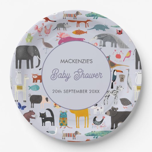 おもしろいパーソナライズされたの赤ちゃんシャワー ペーパープレート (正面)
