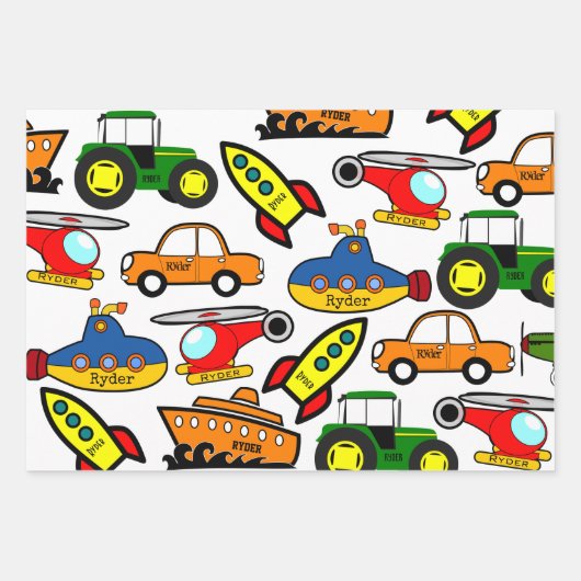 おもしろいパーソナライズされたの輸送方法 ラッピングペーパーシート (正面)