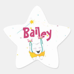 おもしろいパーソナライズされたよくはしゃぐフォント飛んでいる歯スパークリー 星シール