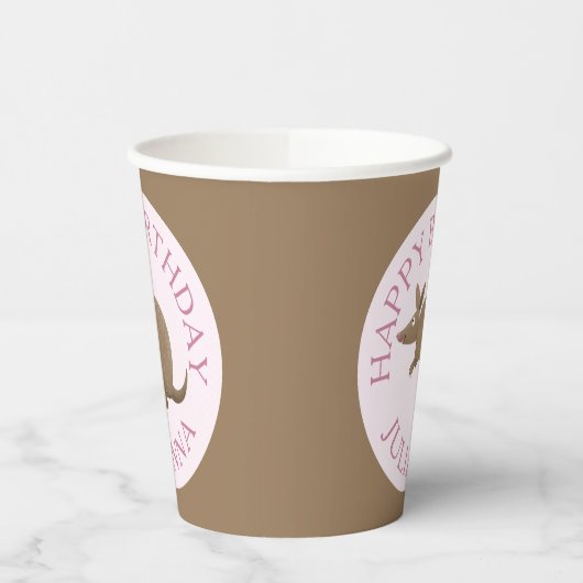 おもしろいパーソナライズされたアルマジロハッピーバースデー漫画 紙コップ (左)