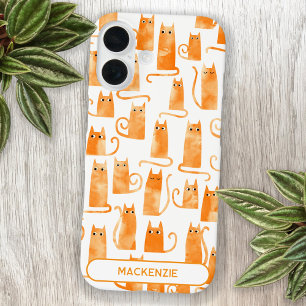 おもしろいパーソナライズされたオレンジキャット iPhone 16ケース