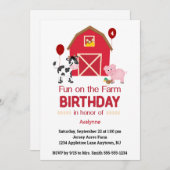 おもしろいパーソナライズされたオンファーム誕生日 招待状 (正面/裏面)