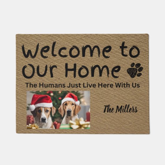 おもしろいパーソナライズされたカスタムドアマット犬の恋人ギフト ドアマット (正面)