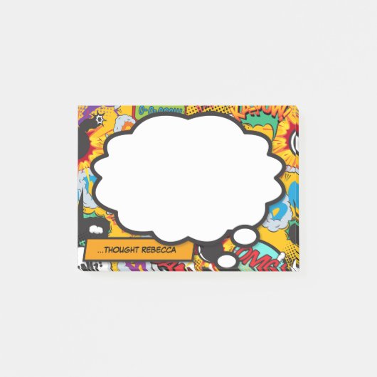 おもしろいパーソナライズされたカラフル漫画のブ考えブル ポストイット (正面)