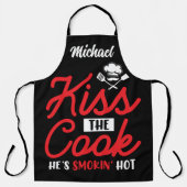 おもしろいパーソナライズされたキス調理師 エプロン (正面)