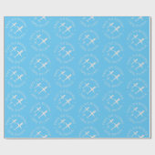 おもしろいパーソナライズされたキッドの誕生日飛行機スカイブルー ラッピングペーパー (フラット)