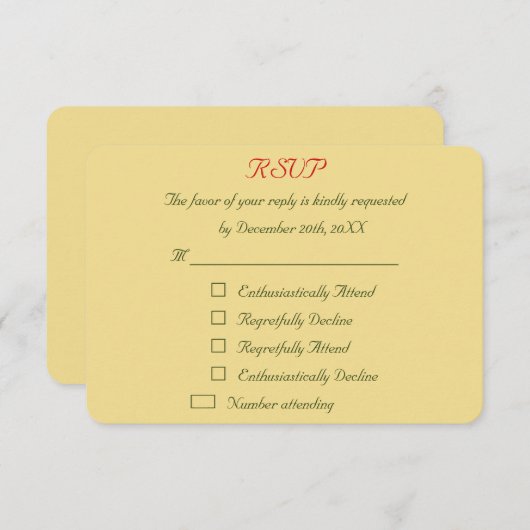 おもしろいパーソナライズされたクリスマス結婚式の出欠 出欠カード (正面/裏面)