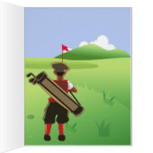 おもしろいパーソナライズされたゴルファーがゴルフ場に出る (内側(右))