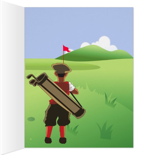 おもしろいパーソナライズされたゴルファーがゴルフ場に出る (内側(右))