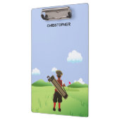 おもしろいパーソナライズされたゴルファーがゴルフ場に出る クリップボード (左)
