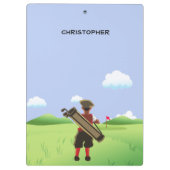 おもしろいパーソナライズされたゴルファーがゴルフ場に出る クリップボード (裏面)