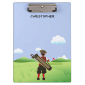 おもしろいパーソナライズされたゴルファーがゴルフ場に出る クリップボード (正面)