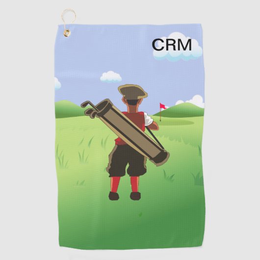 おもしろいパーソナライズされたゴルファーがゴルフ場に出る ゴルフタオル (正面)