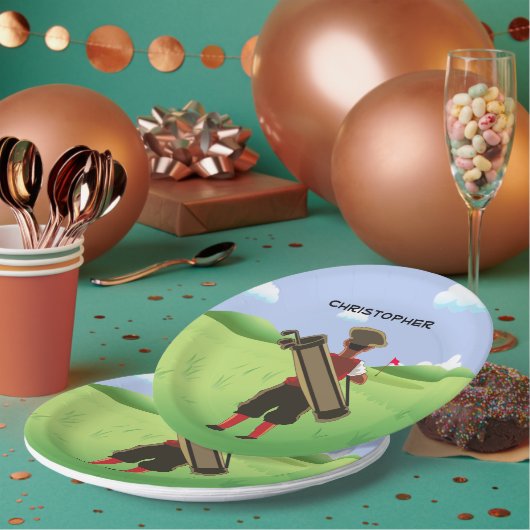 おもしろいパーソナライズされたゴルファーがゴルフ場に出る ペーパープレート (複数)