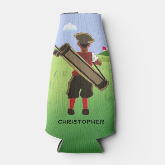おもしろいパーソナライズされたゴルファーがゴルフ場に出る ボトルクーラー (正面)