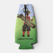 おもしろいパーソナライズされたゴルファーがゴルフ場に出る ボトルクーラー (裏面)