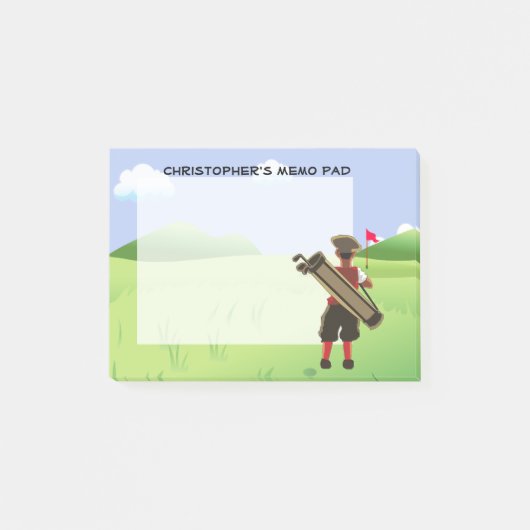 おもしろいパーソナライズされたゴルファーがゴルフ場に出る ポストイット (正面)