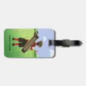 おもしろいパーソナライズされたゴルファーがゴルフ場に出る ラゲッジタグ (裏面横)